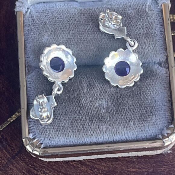 Vintage Amethyst Earrings with Marcasite in Sterling Silver - Picture 4 of 7